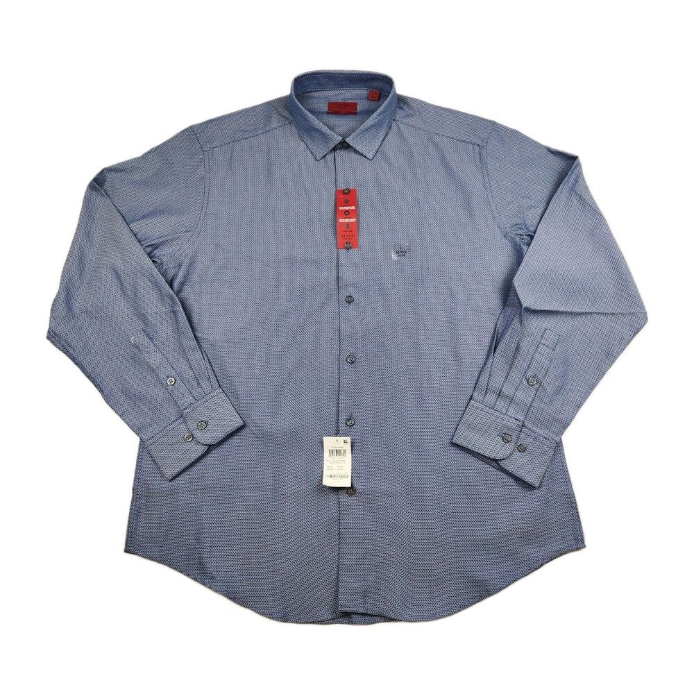Alfani Long Sleeve Dress Shirt NWT Blue Pebble Mens L 16-16.5 34/35 Wicking